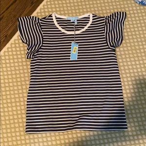 Striped Flutter Sleeve top